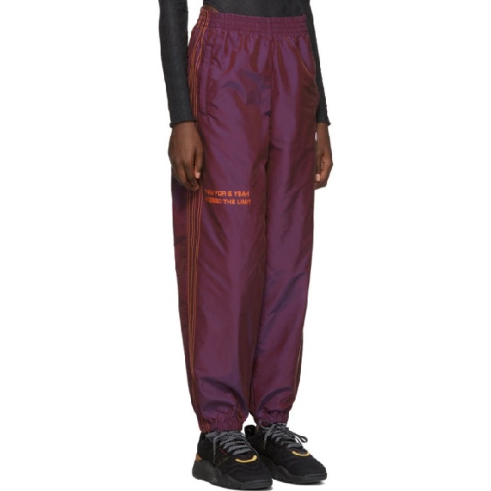 Embroidered printed shell track pants